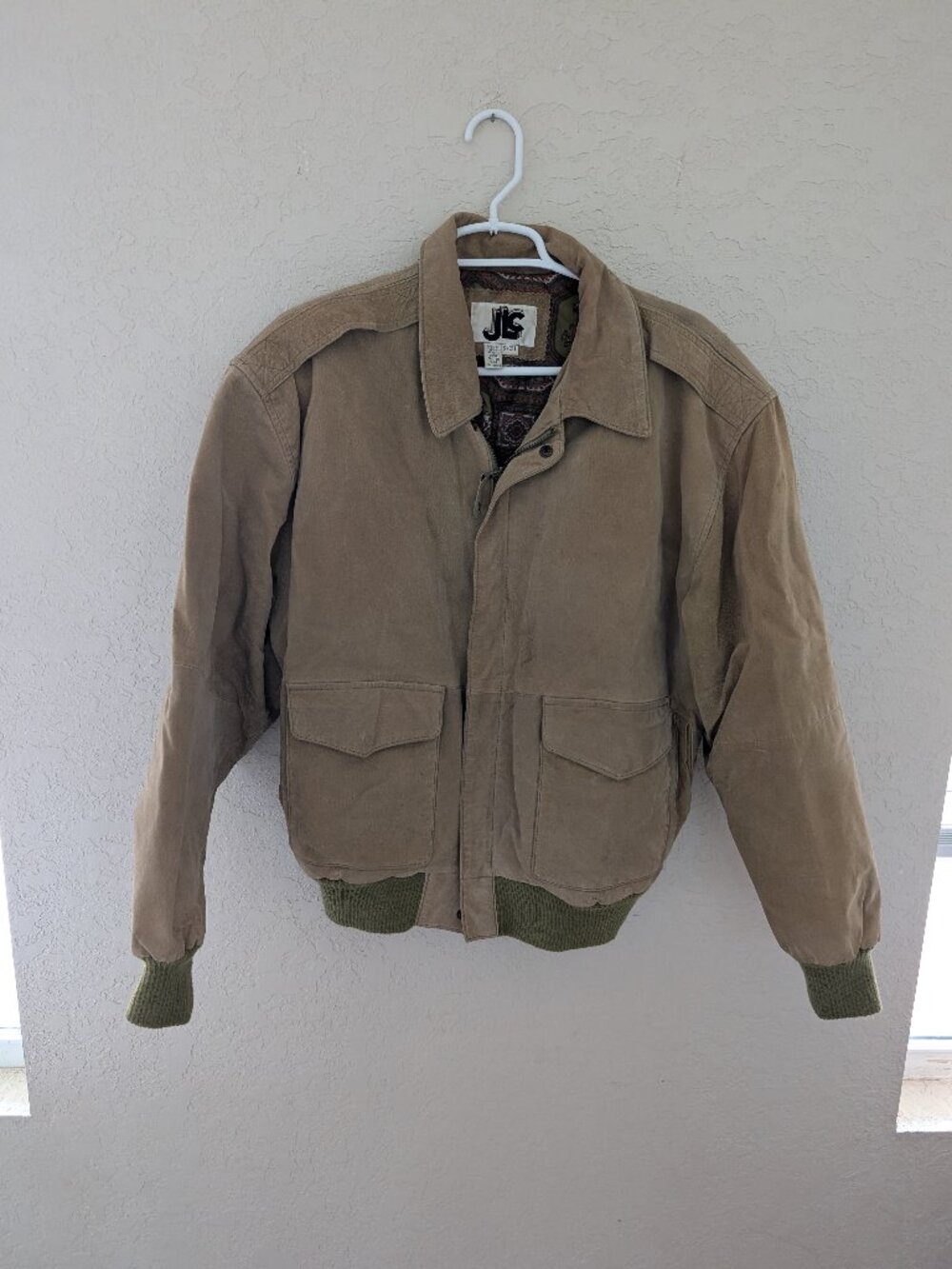 Vintage JLC Suede Leather Bomber Jacket Size S 70's 80's